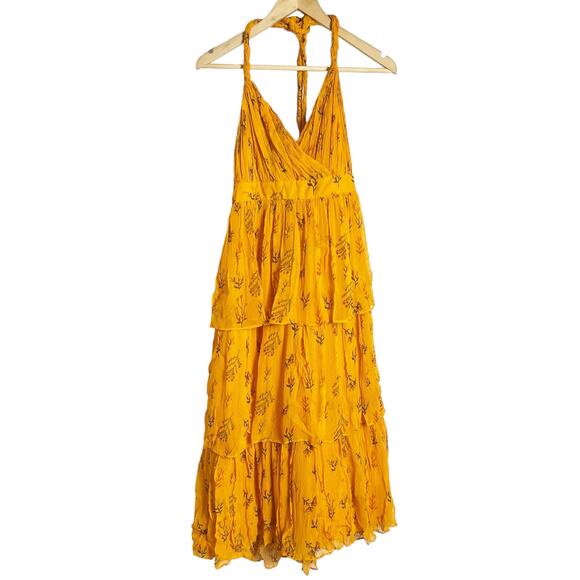 Guapa Anthropologie Orange Pinar Layered Halter Sleeveless Maxi Dress Size 14 - Picture 2 of 12